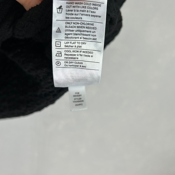 Vince women size L v-neck smocked textured top black cotton stretch - Picture 10 of 10